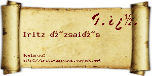 Iritz Ézsaiás névjegykártya